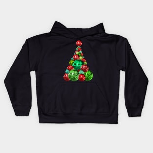 Retro Red and Green Disco Christmas Tree Kids Hoodie